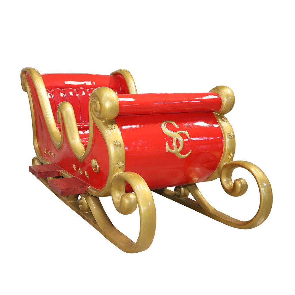 A large red and gold sleigh.