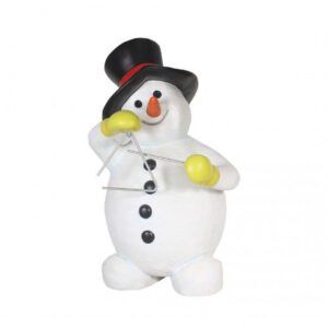 A figure of a snowman playing the triangle.