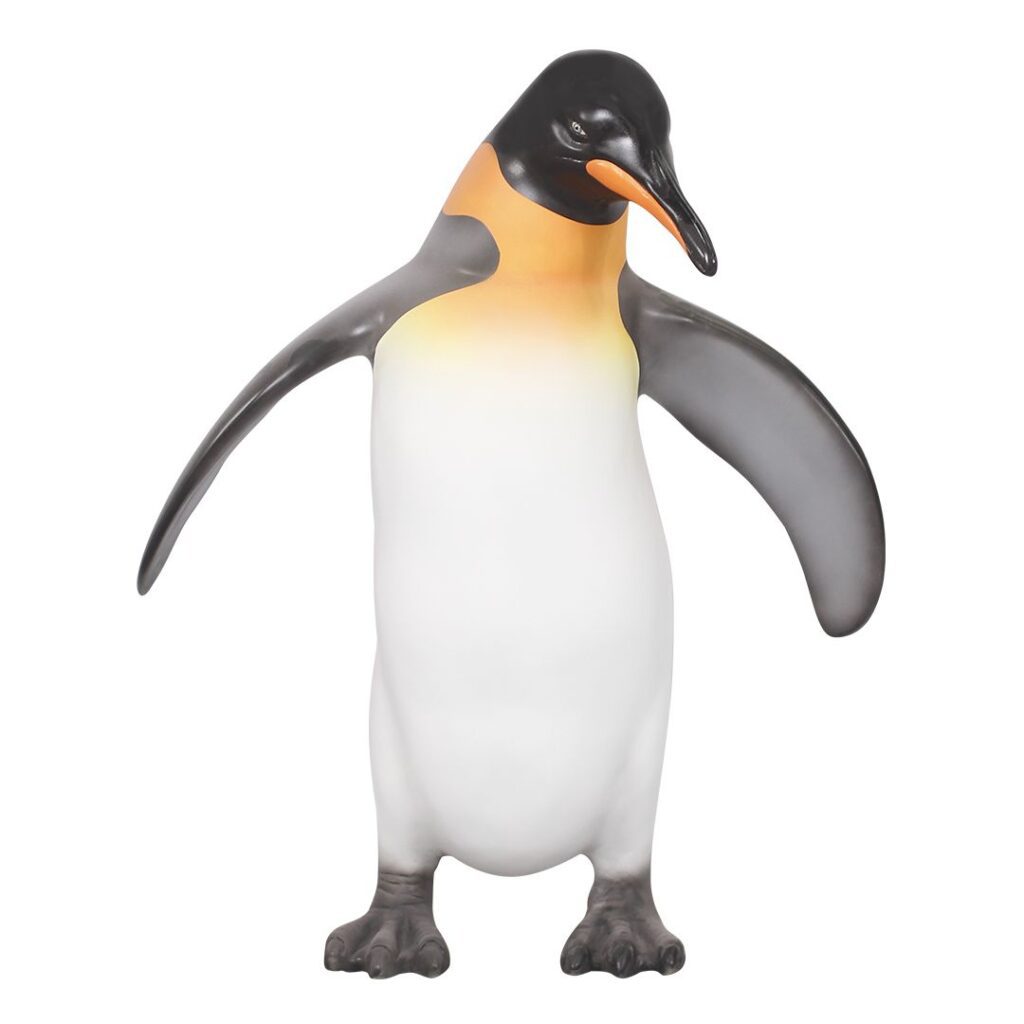 A standing penguin figure with it's wings out.