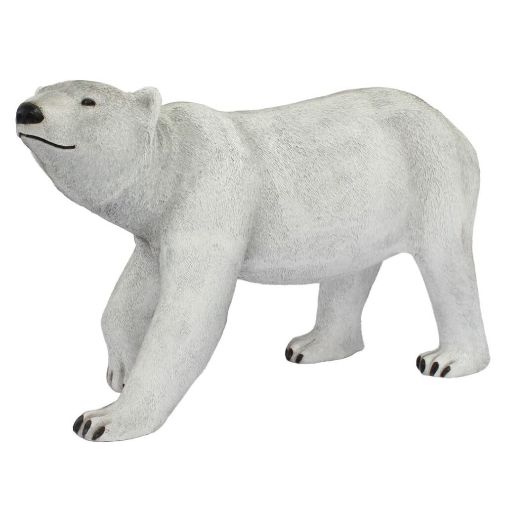 A large walking polar bear figure.