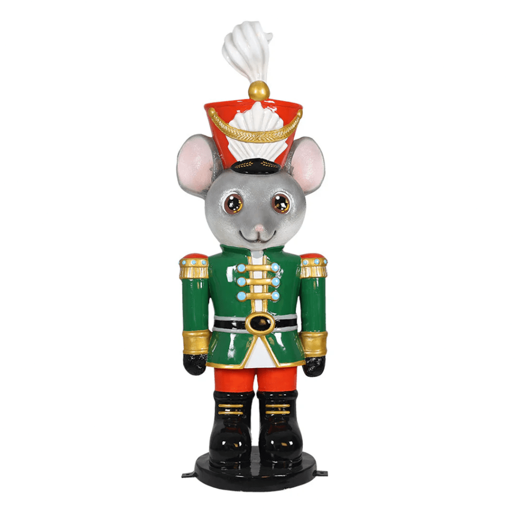 A mouse dressed as a toy soldier.