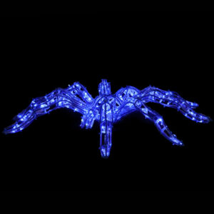 A spider made from blue LED lights.