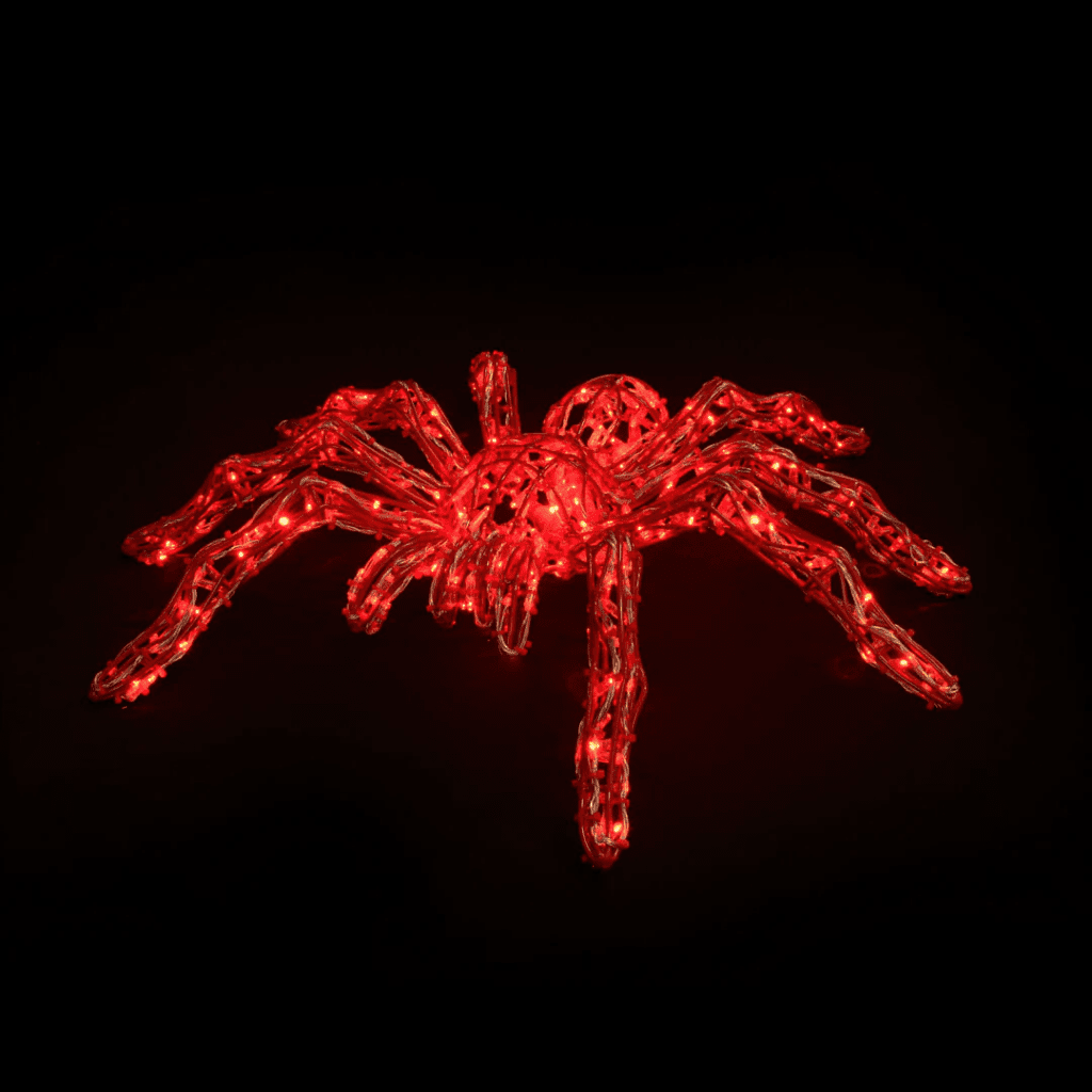 A spider made from red LED lights.