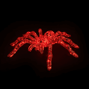 A spider made from red LED lights.