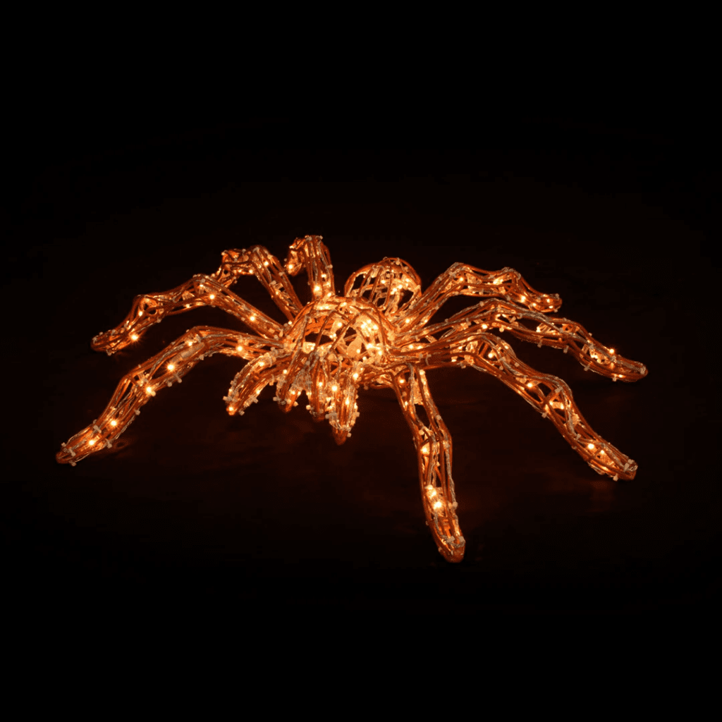 A spider made from warm white LED lights.