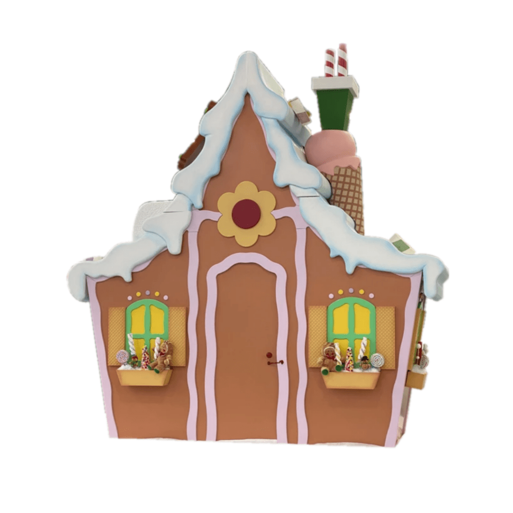 A giant cartoonish gingerbread house.