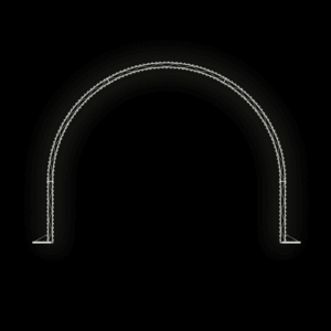 A lighted Christmas silhouette of a white arch.