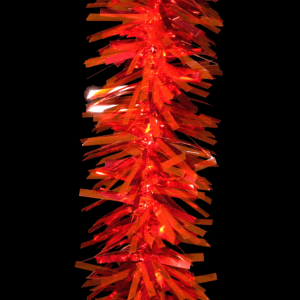 Red metallic tinsel rope garland.
