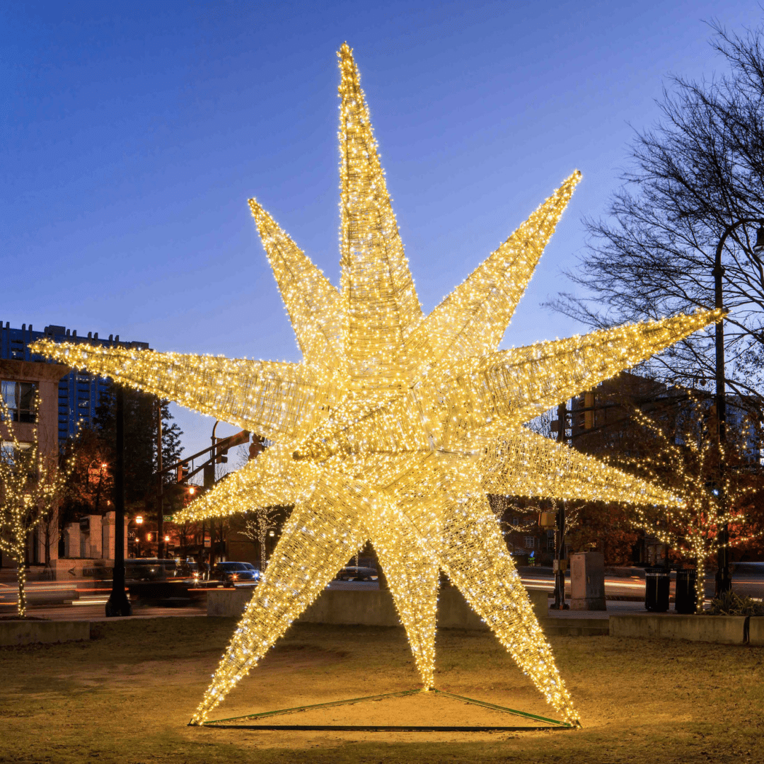 A large, three dimensional, 12 pointed star.