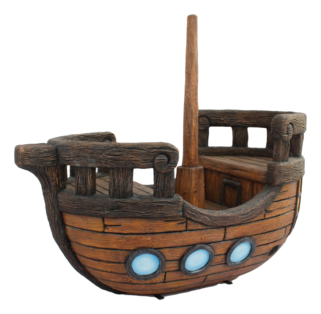 An image of a fiberglass pirate ship.