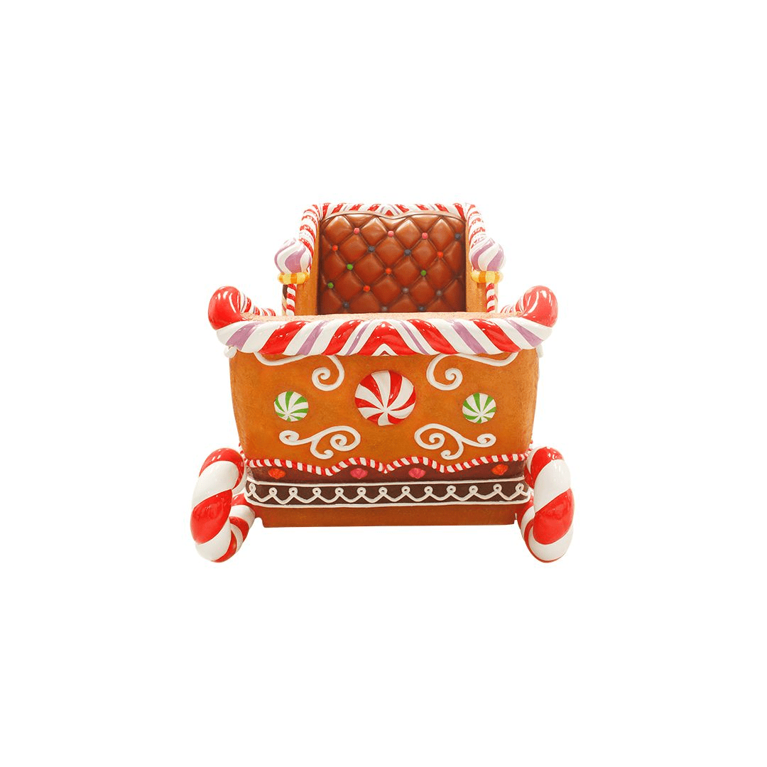 An image of a large Christmas sleigh made out of gingerbread and candy.