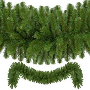 An image of green unlit Christmas pine garland.