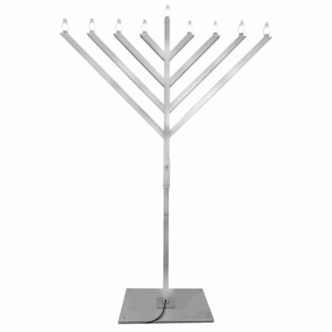 A twelve-foot, steel menorah.