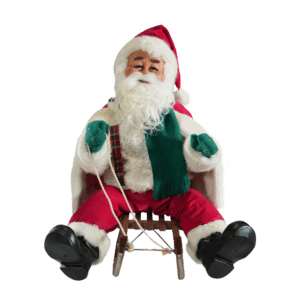 Santa Claus is sitting on a sledge
