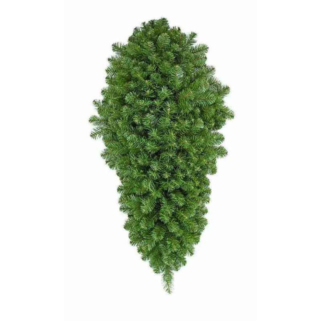 A column spray made from artificial Christmas greenery.